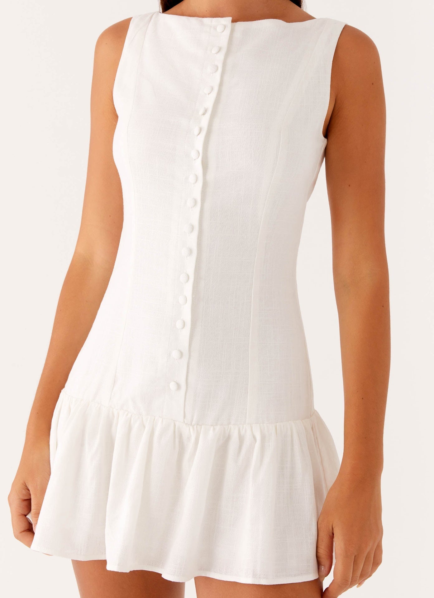 Anete Linen Mini Dress - White