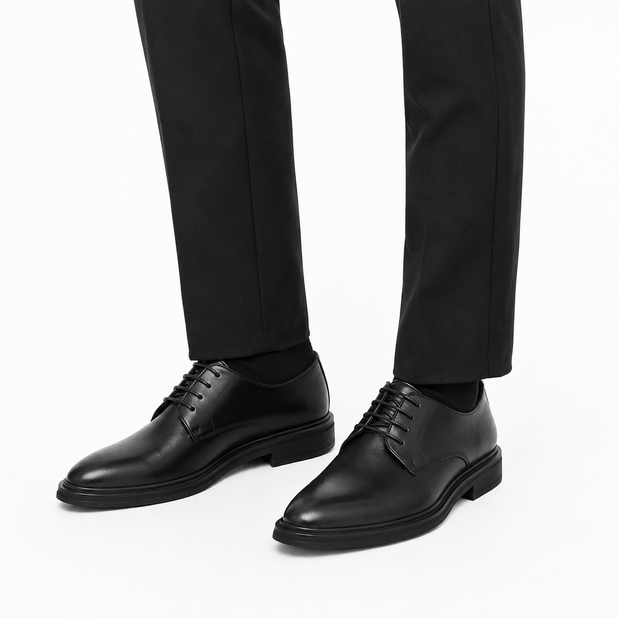 Men's Black Lace-Up Formal Derby Shoes