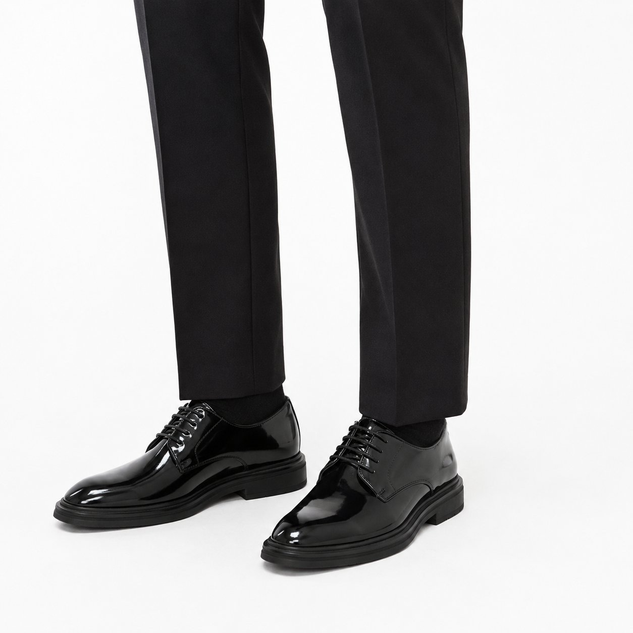 Men's Black Lace-Up Formal Derby Shoes