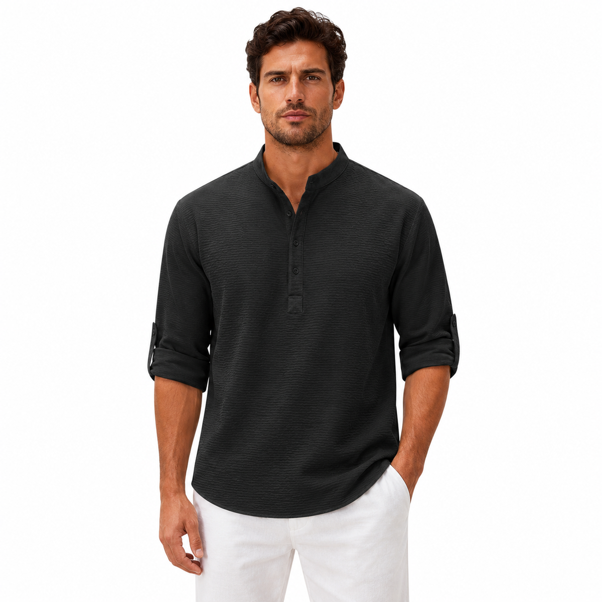 Men's Casual Long Sleeve Henley Shirt