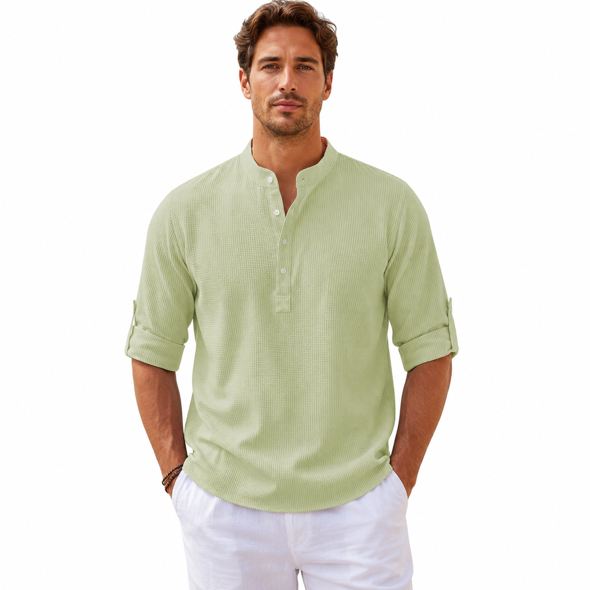 Men's Casual Long Sleeve Henley Shirt