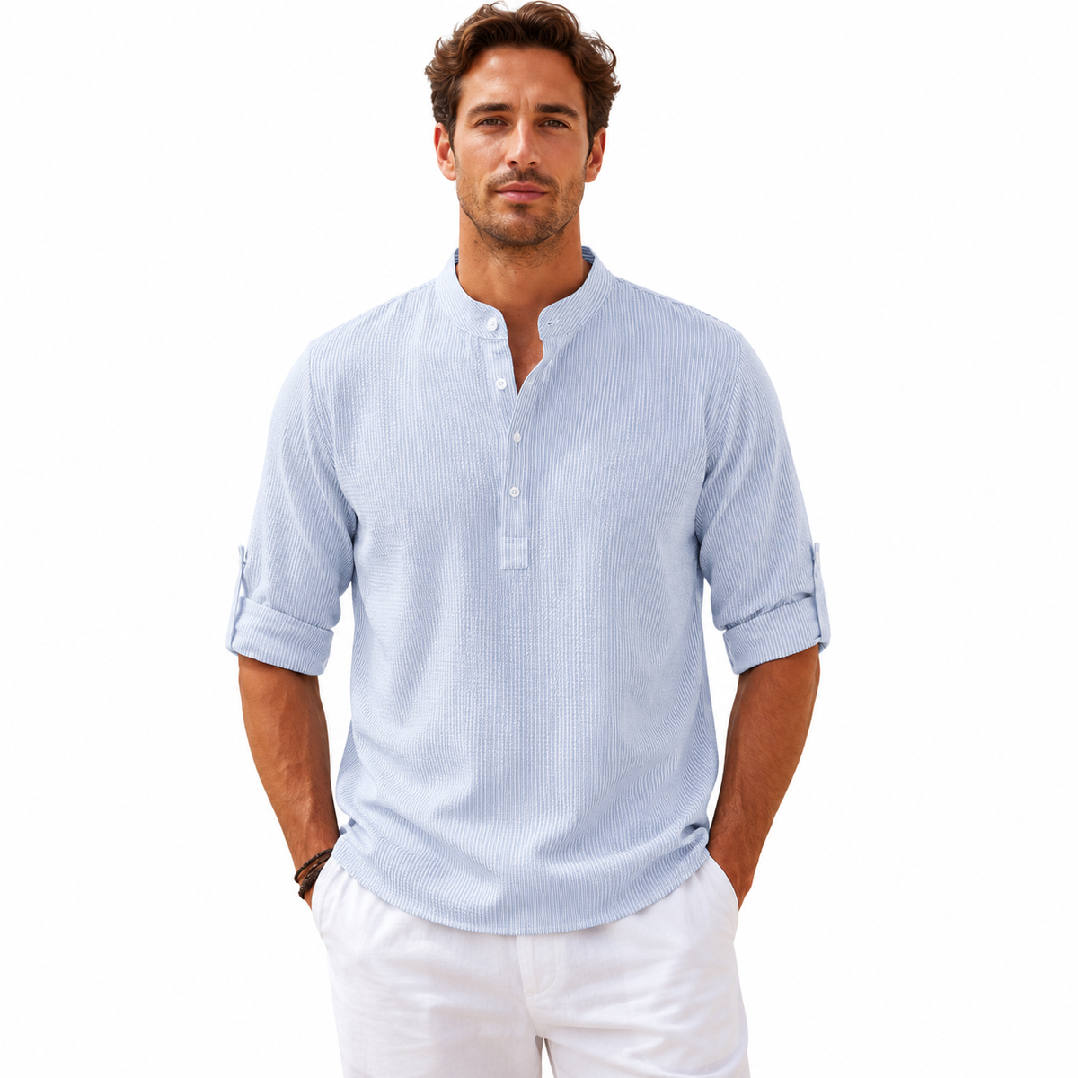 Men's Casual Long Sleeve Henley Shirt