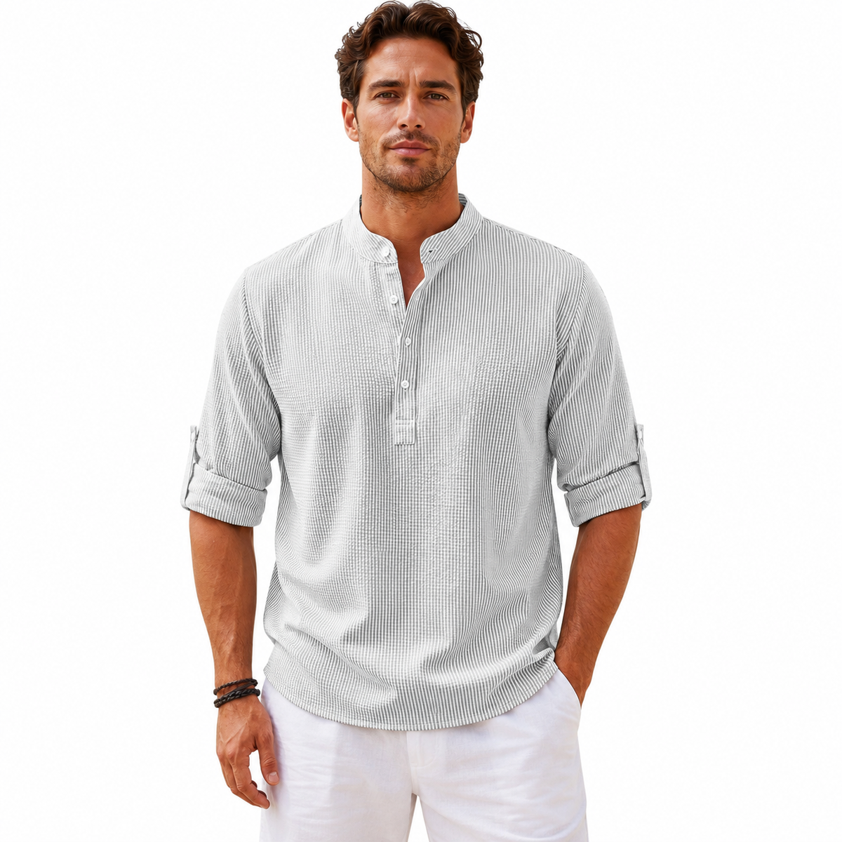 Men's Casual Long Sleeve Henley Shirt