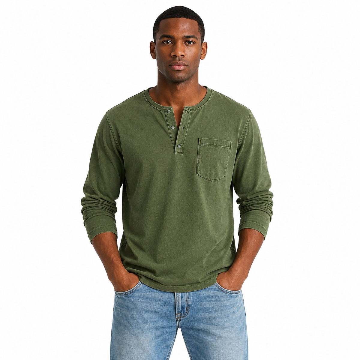 Men's Casual Long Sleeve Henley T-Shirt