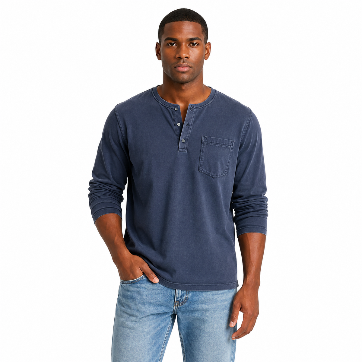Men's Casual Long Sleeve Henley T-Shirt