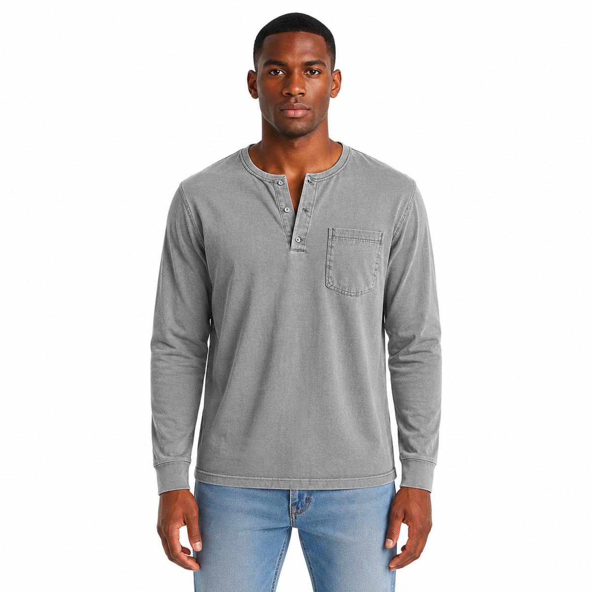 Men's Casual Long Sleeve Henley T-Shirt