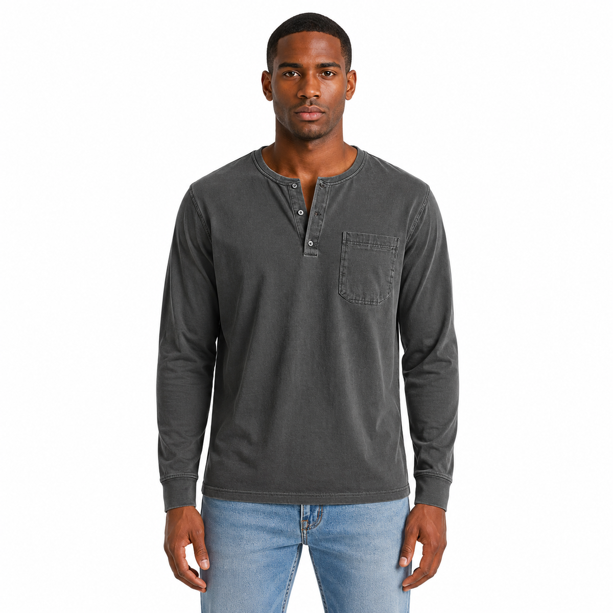 Men's Casual Long Sleeve Henley T-Shirt