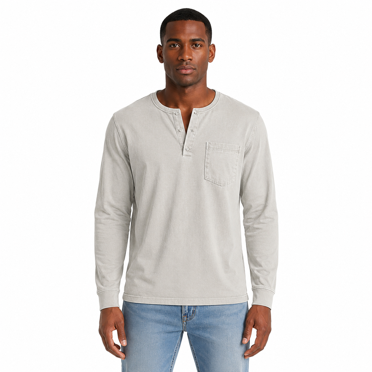 Men's Casual Long Sleeve Henley T-Shirt