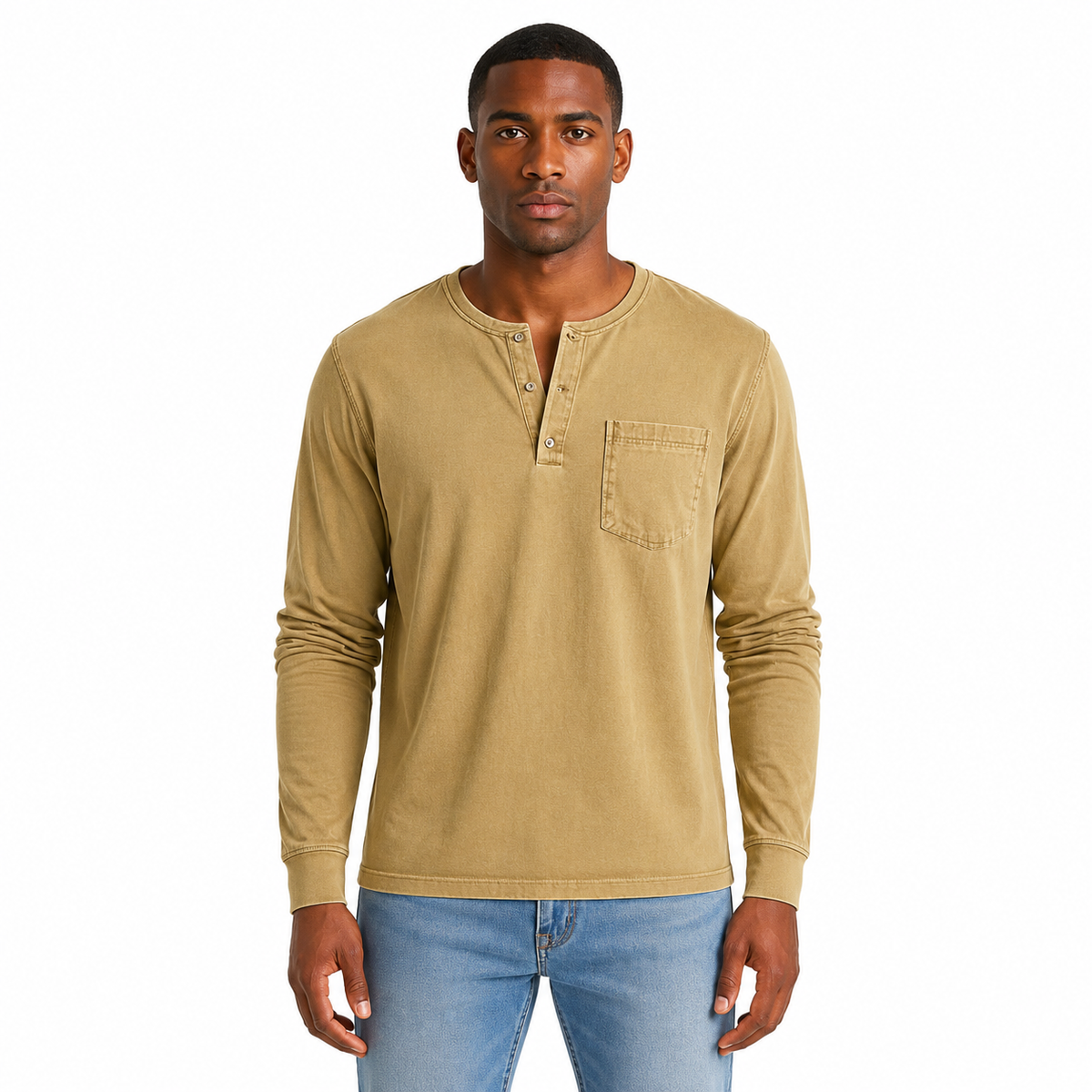 Men's Casual Long Sleeve Henley T-Shirt