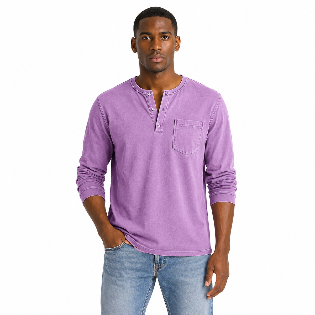 Men's Casual Long Sleeve Henley T-Shirt
