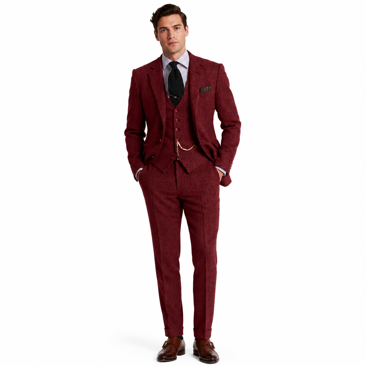 Men's Complete Tweed Tuxedo Suit