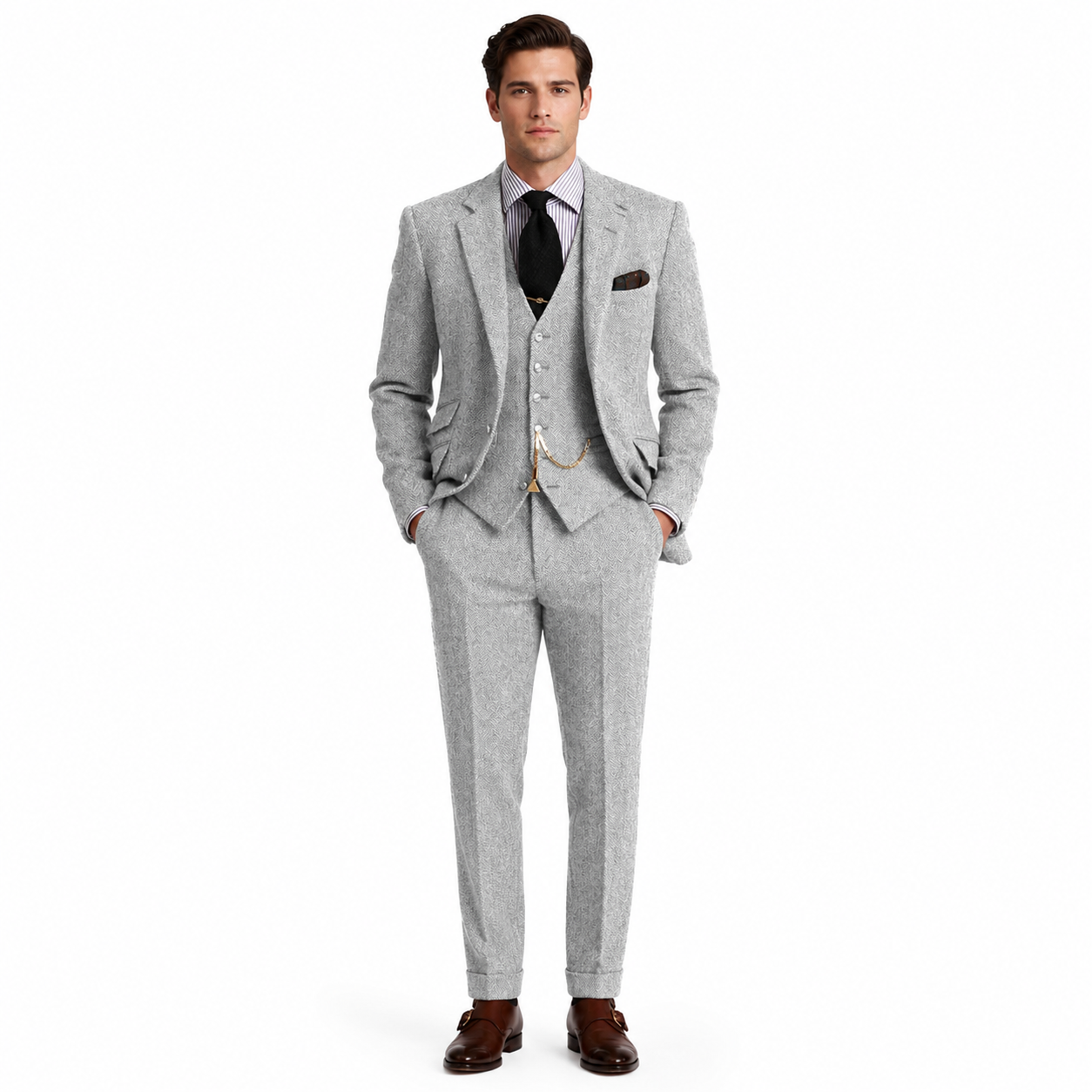 Men's Complete Tweed Tuxedo Suit