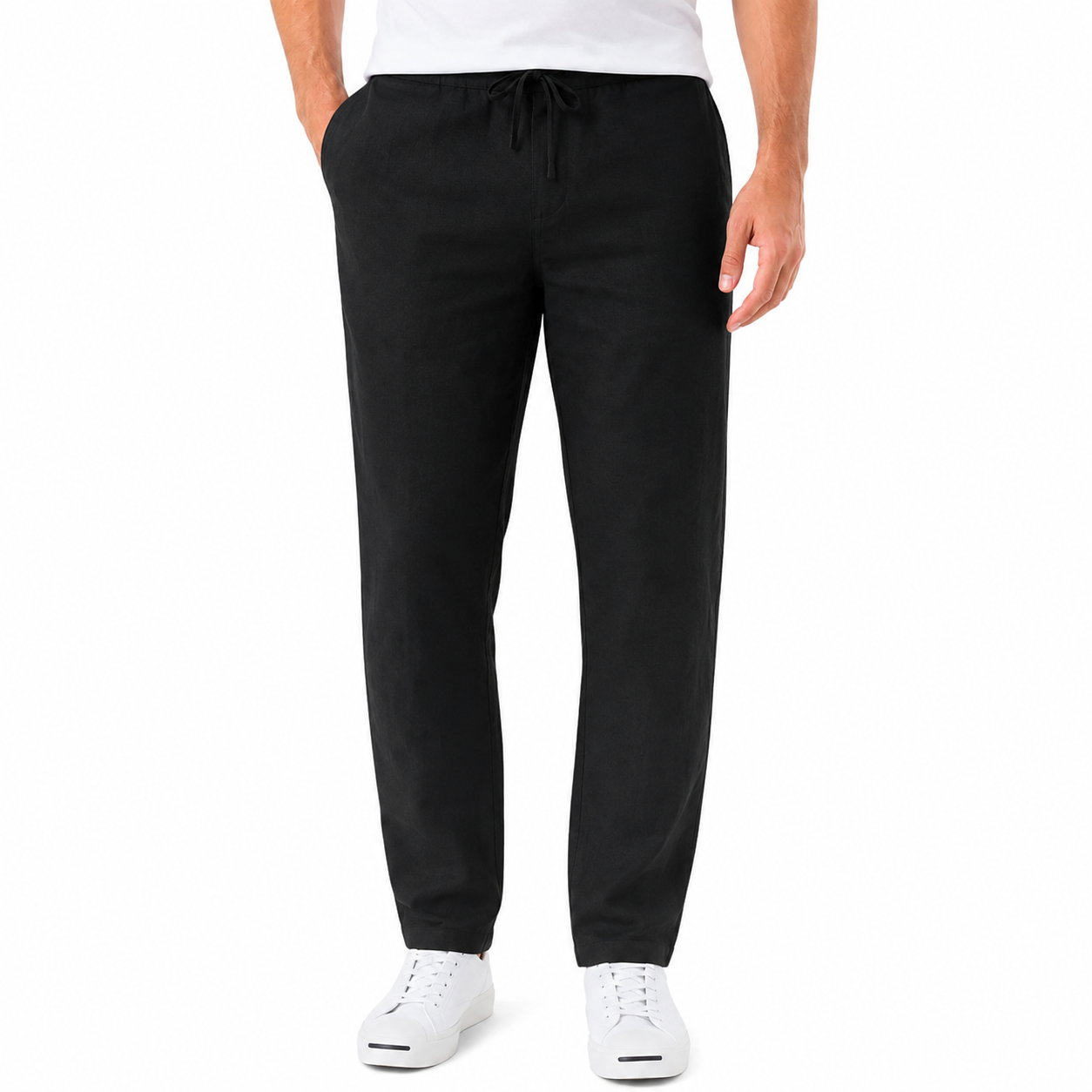 Men's Long Casual Straight-Leg Linen Pants