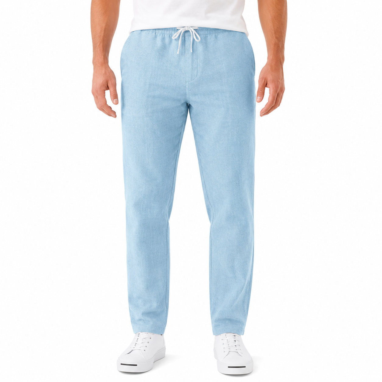 Men's Long Casual Straight-Leg Linen Pants