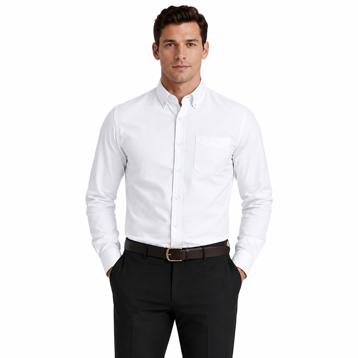 Men's Long Sleeve Button-Down Oxford Shirt