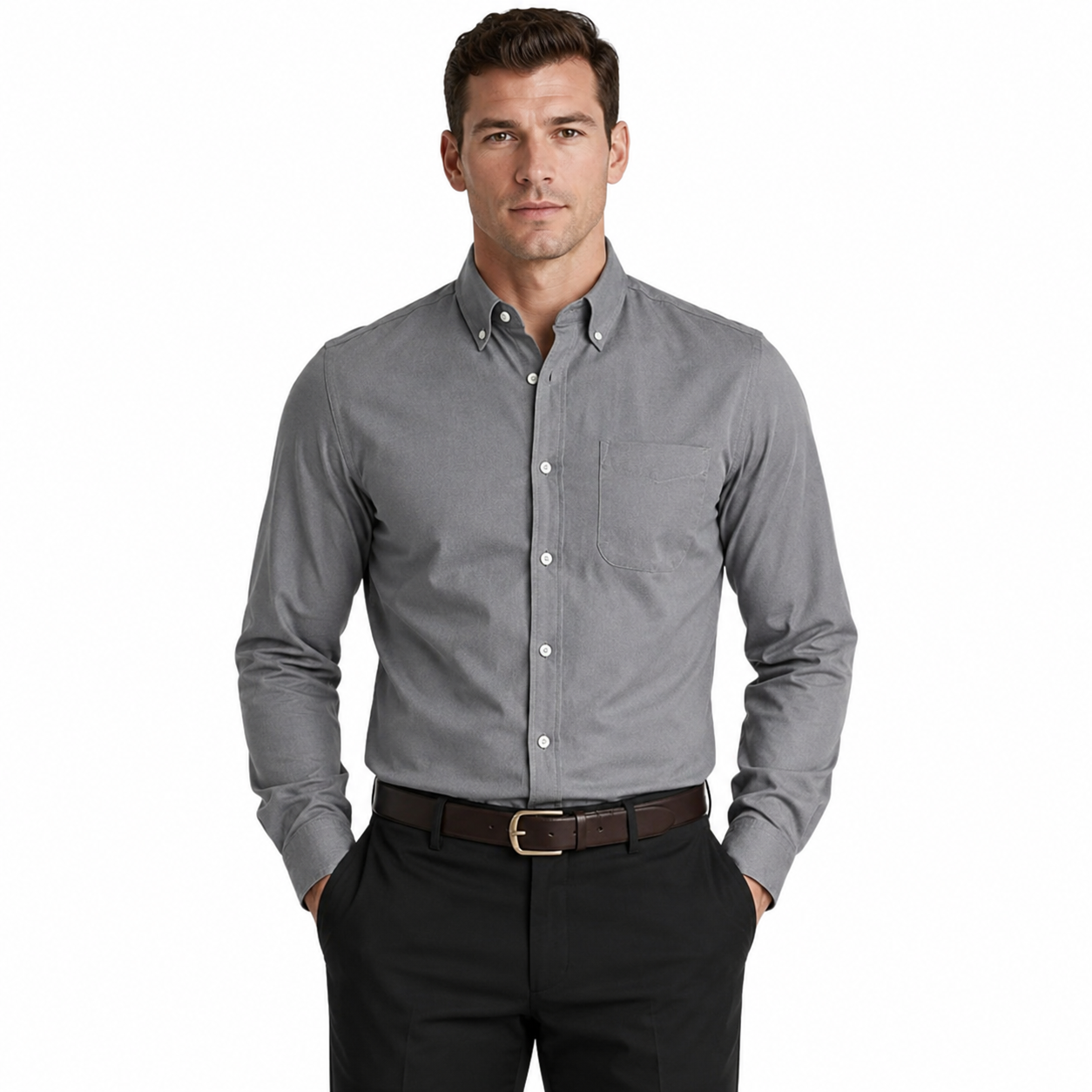 Men's Long Sleeve Button-Down Oxford Shirt