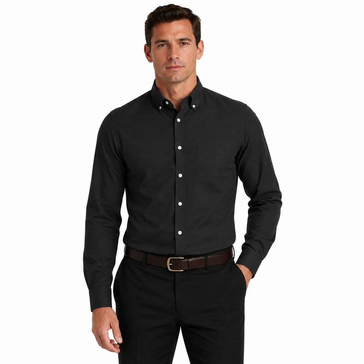 Men's Long Sleeve Button-Down Oxford Shirt