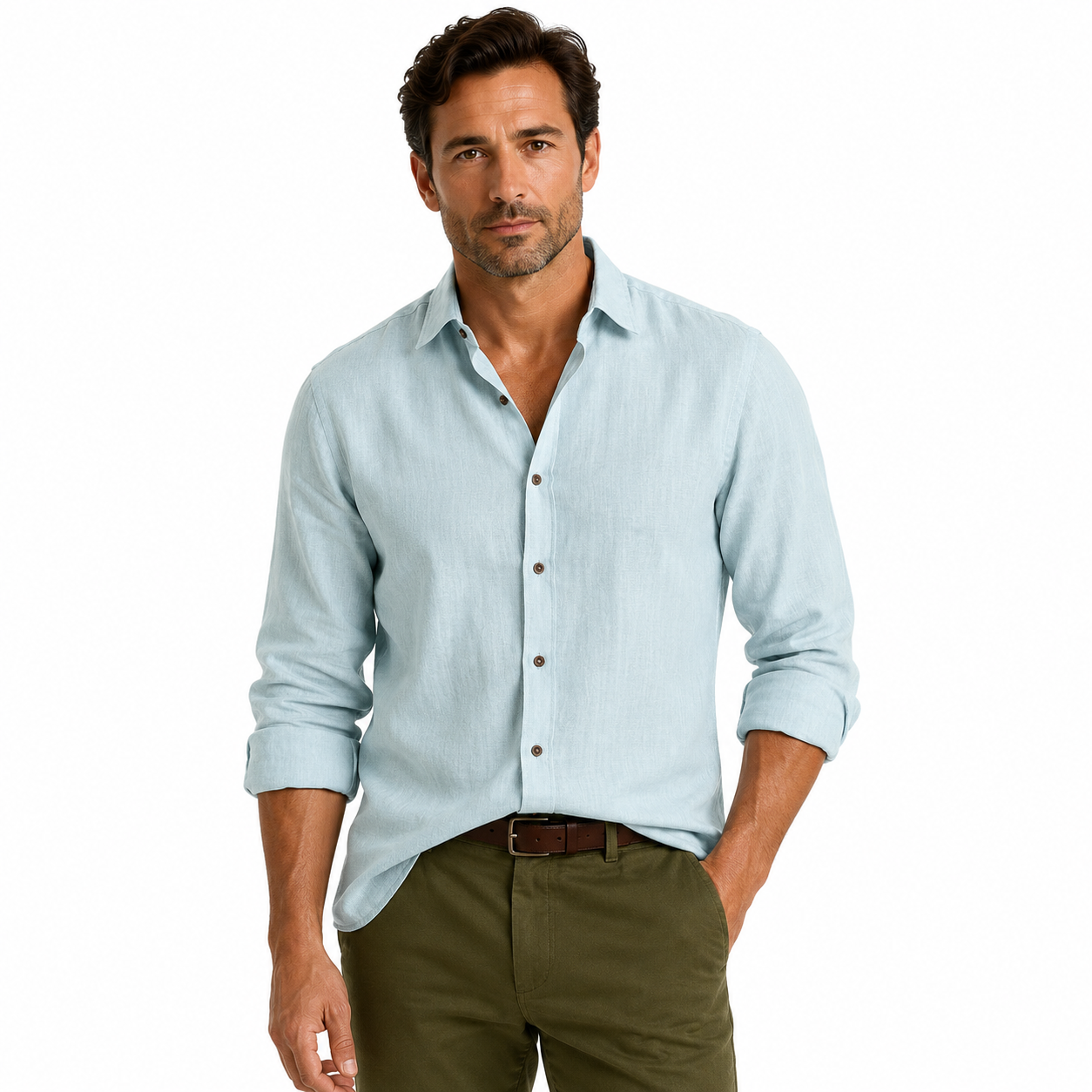 Men's Long Sleeve Casual Button-Down Shirt
