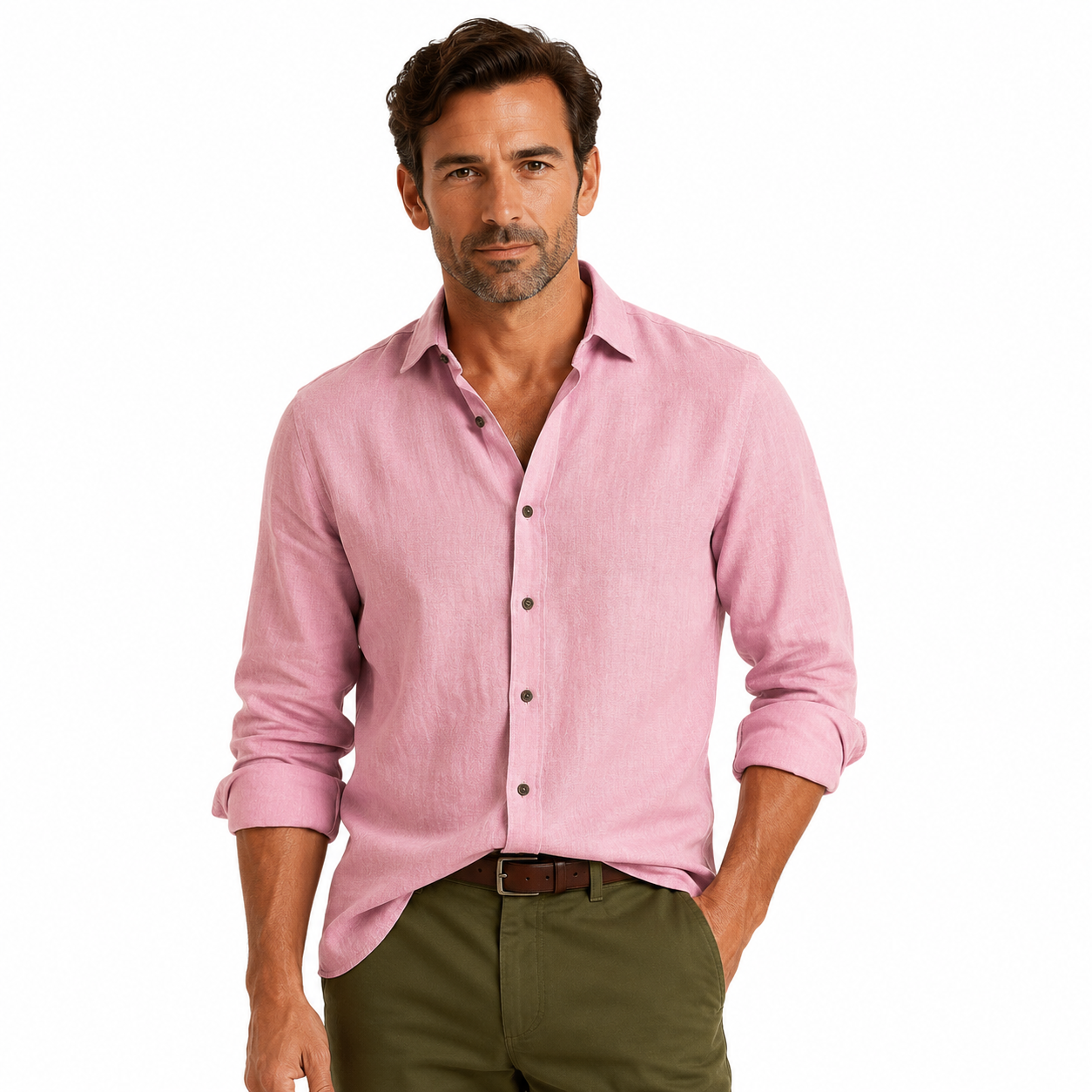 Men's Long Sleeve Casual Button-Down Shirt