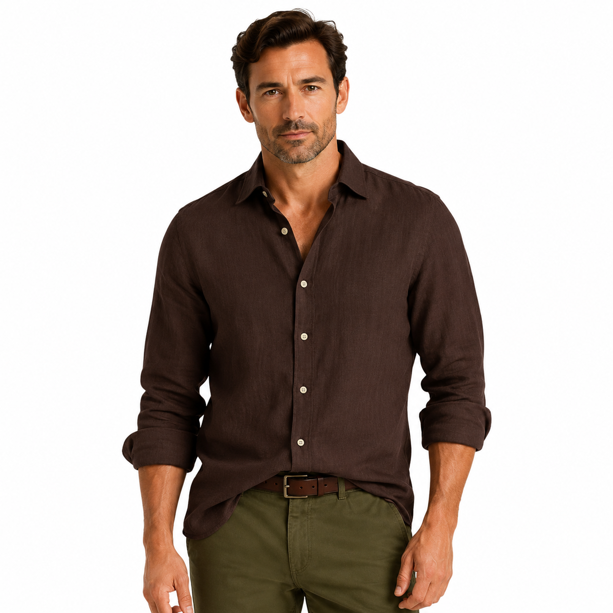 Men's Long Sleeve Casual Button-Down Shirt