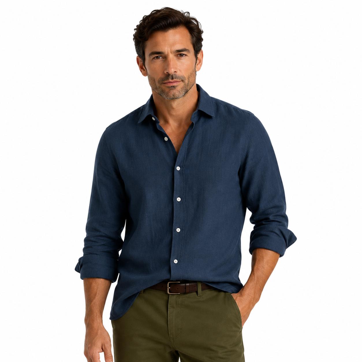 Men's Long Sleeve Casual Button-Down Shirt