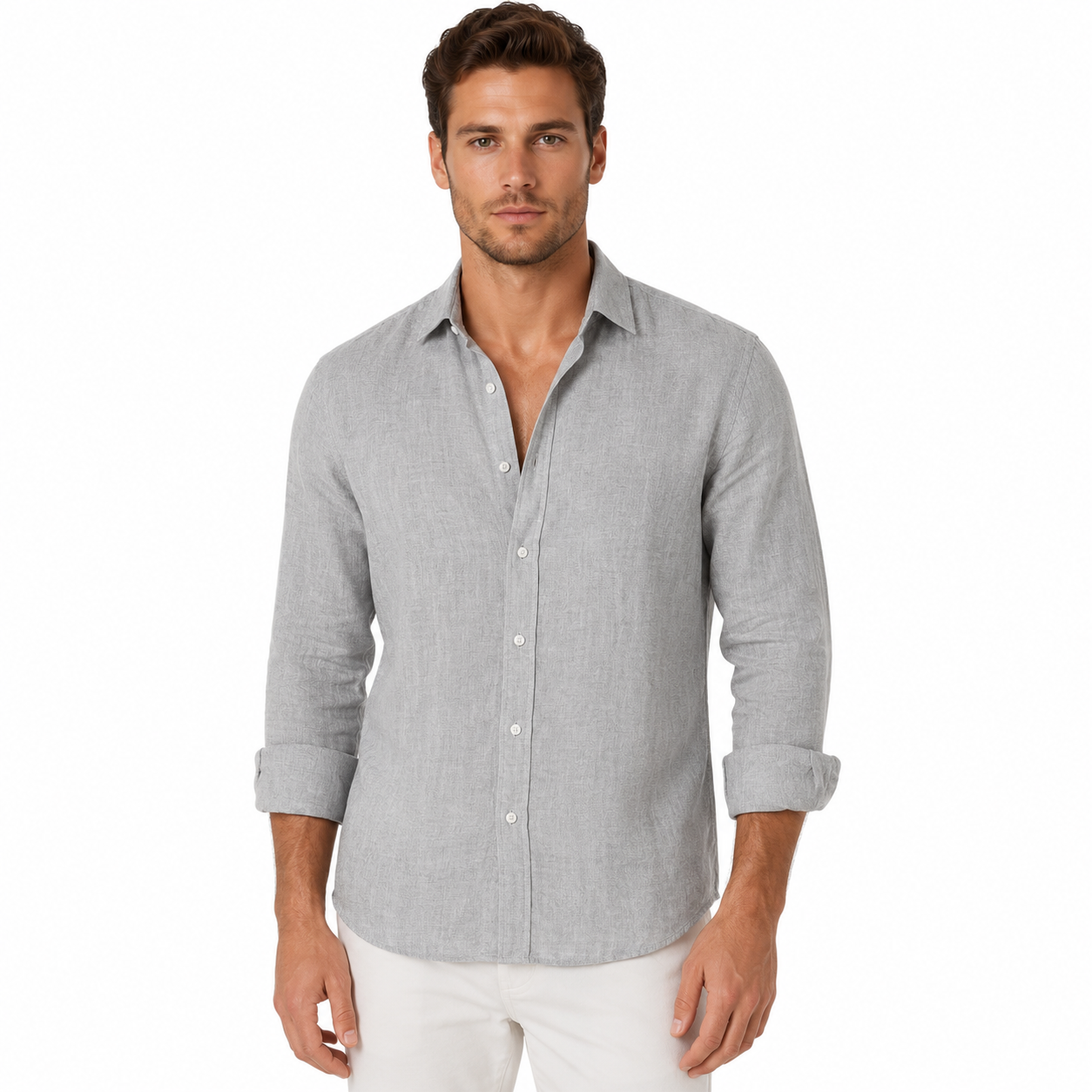 Men's Long Sleeve Casual Button-Up Shirt