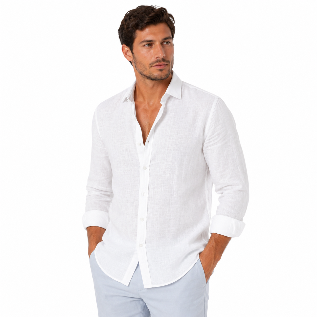 Men's Long Sleeve Casual Button-Up Shirt