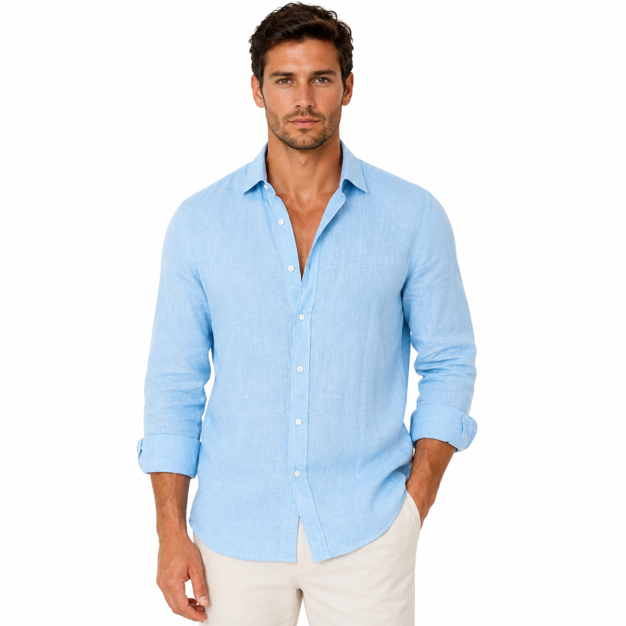 Men's Long Sleeve Casual Button-Up Shirt
