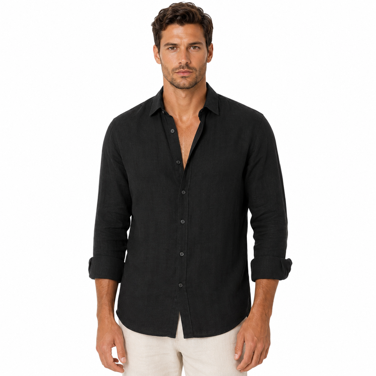 Men's Long Sleeve Casual Button-Up Shirt
