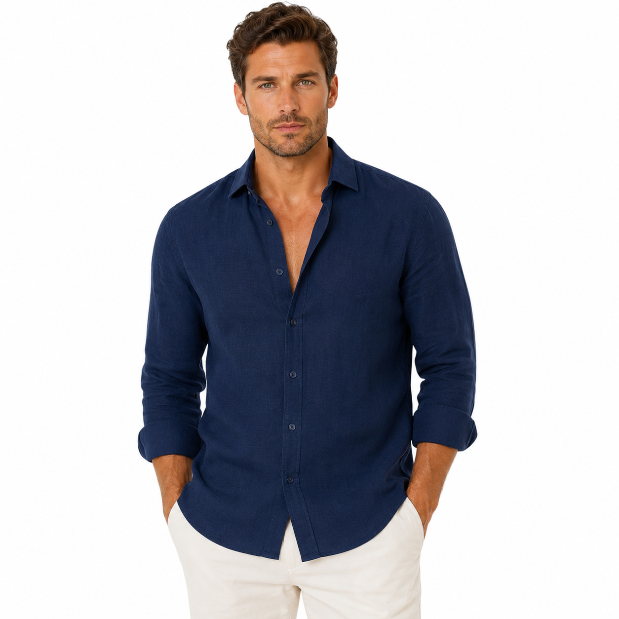 Men's Long Sleeve Casual Button-Up Shirt