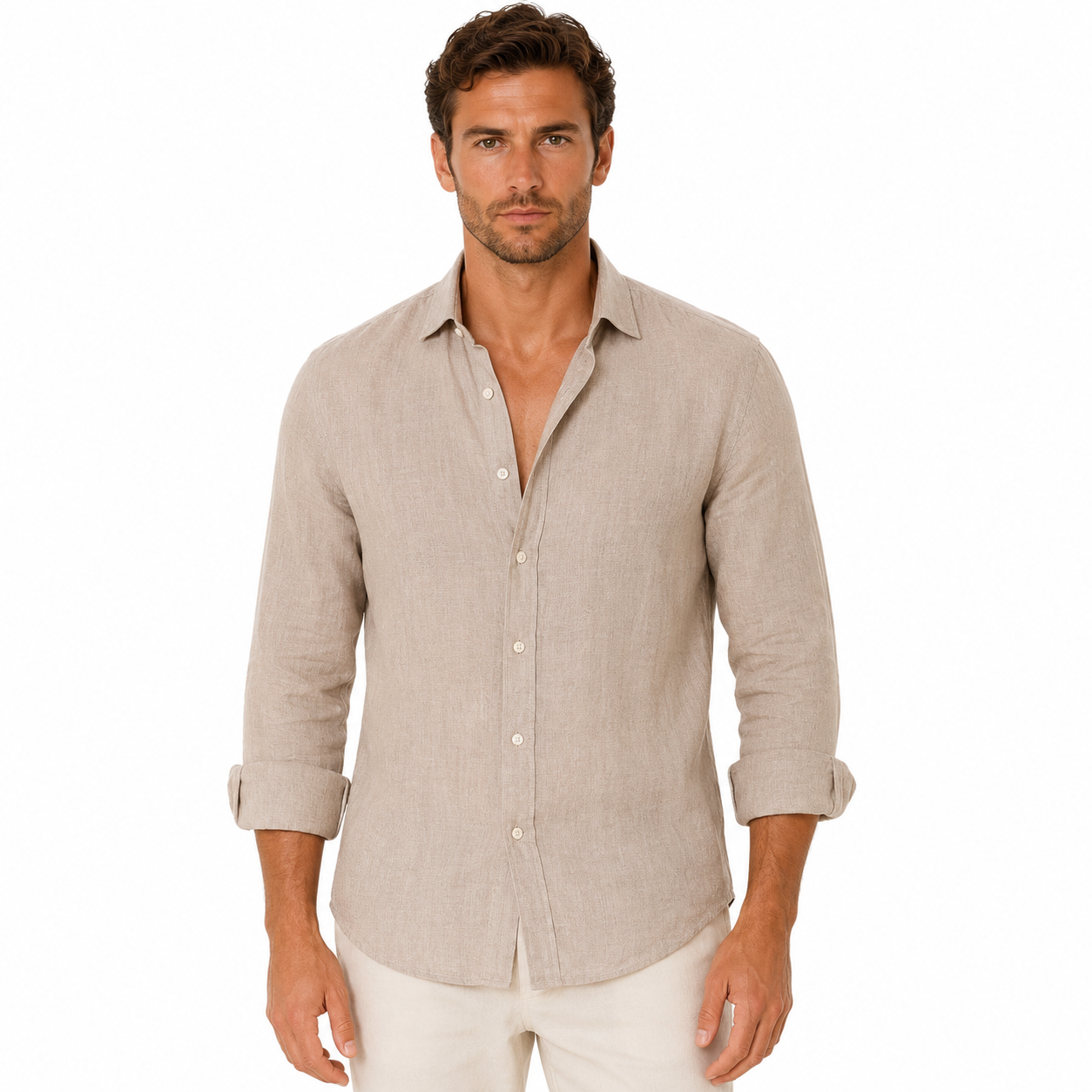 Men's Long Sleeve Casual Button-Up Shirt