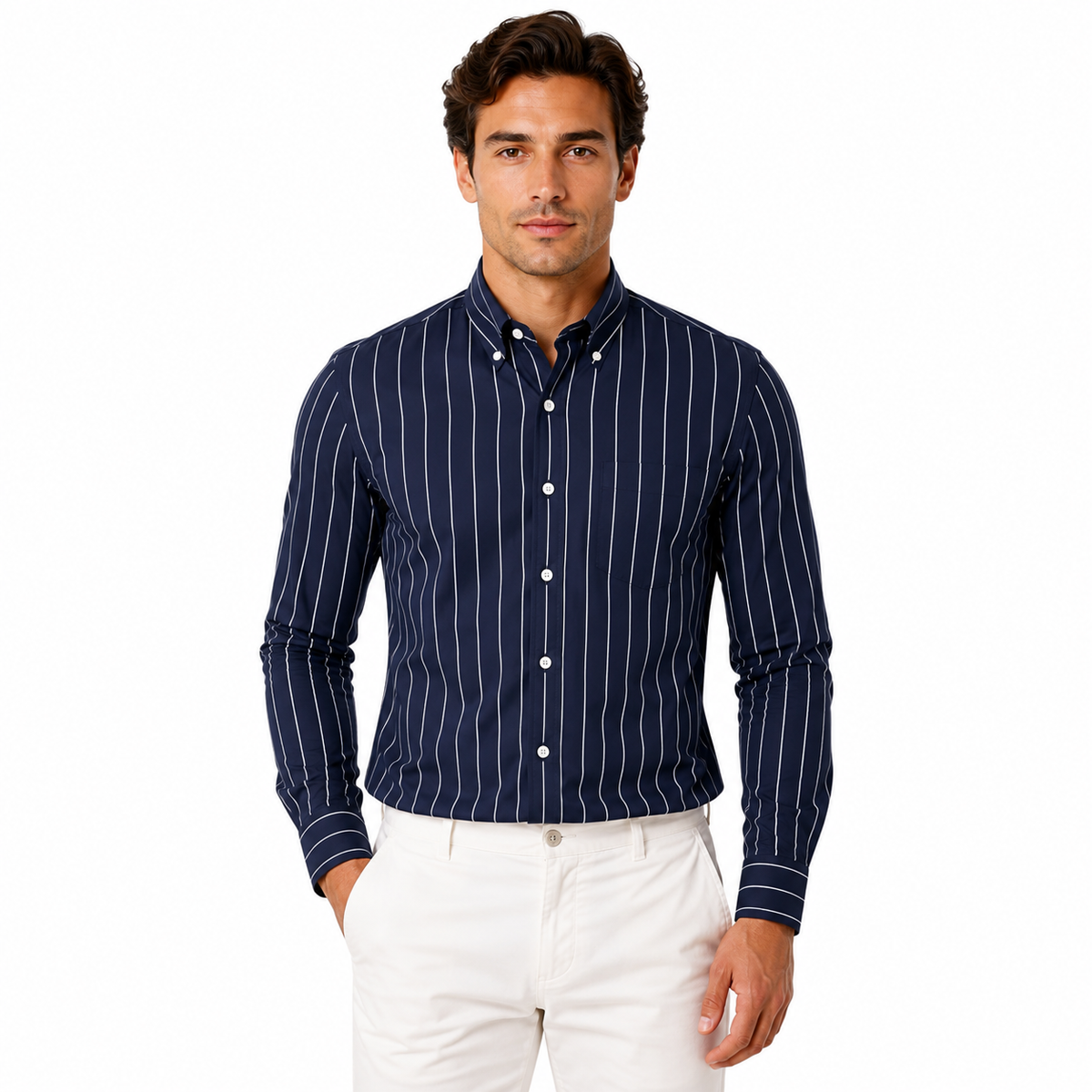 Men's Long Sleeve Classic Striped Shirt
