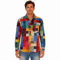 Men's Long Sleeve Colorful Checkered Shirt