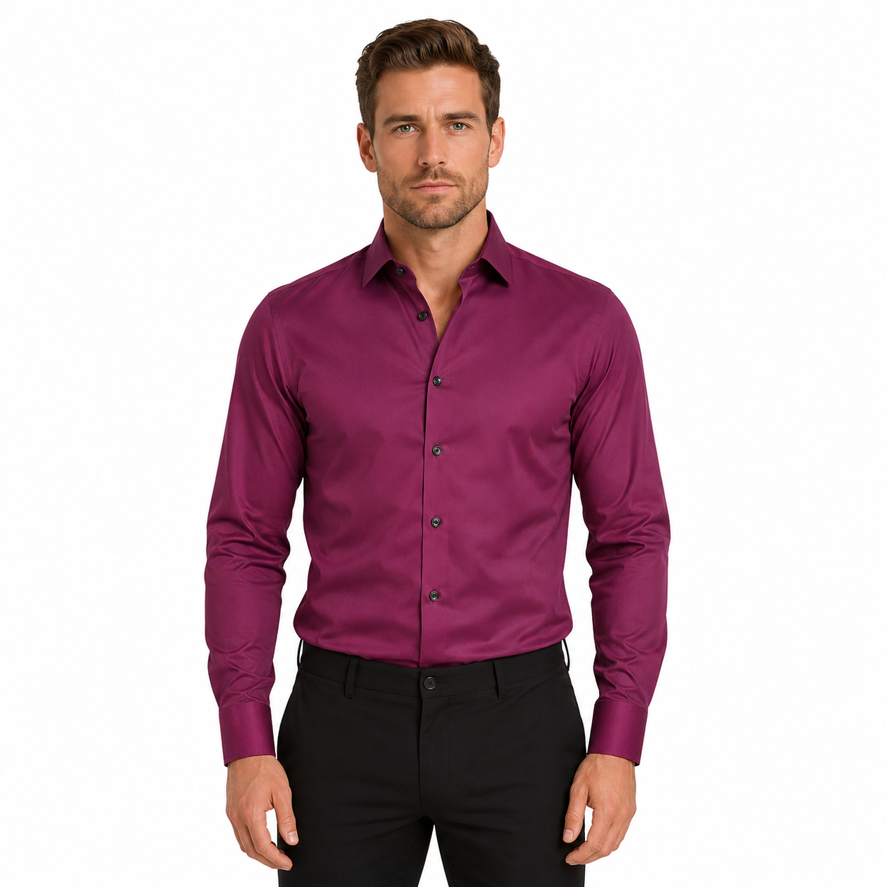 Men's Long Sleeve Elastic Shirt
