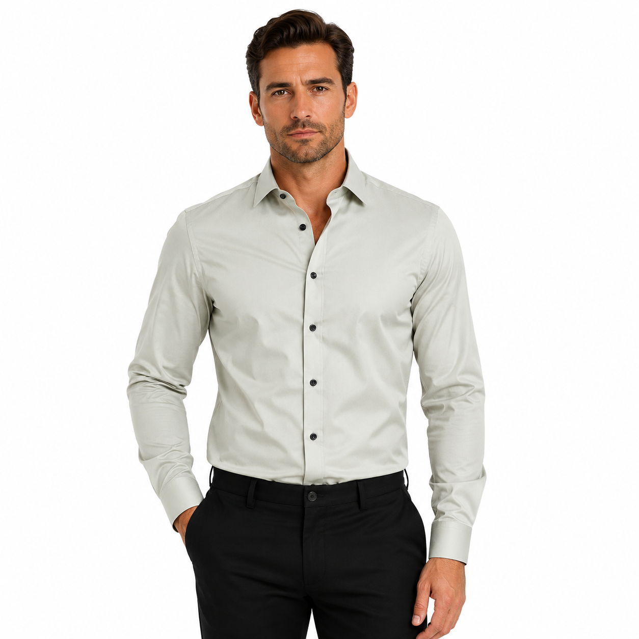 Men's Long Sleeve Elastic Shirt