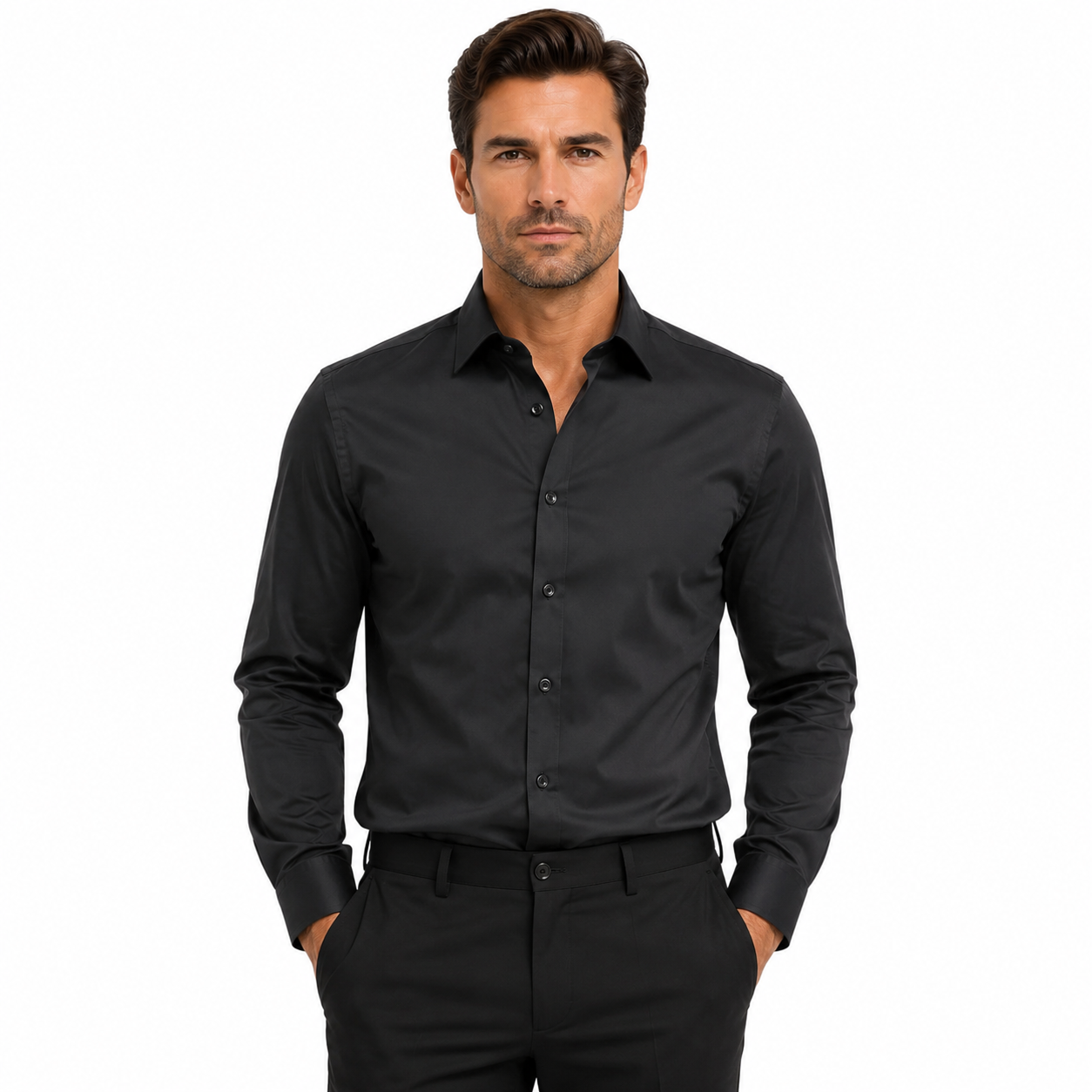 Men's Long Sleeve Elastic Shirt