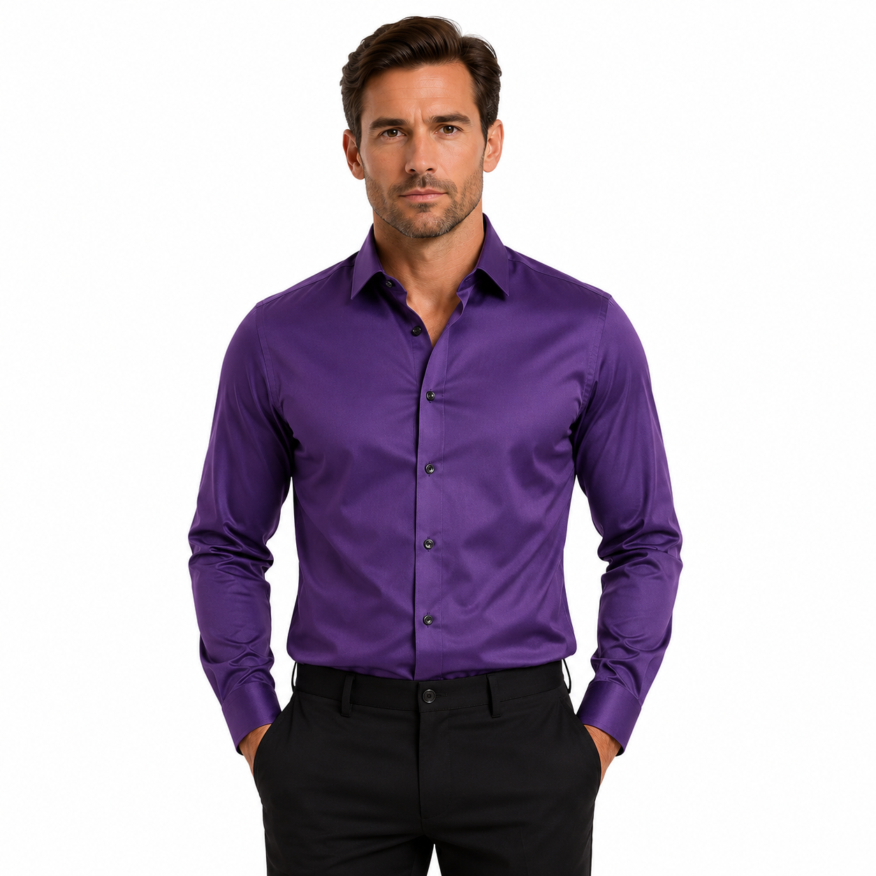 Men's Long Sleeve Elastic Shirt