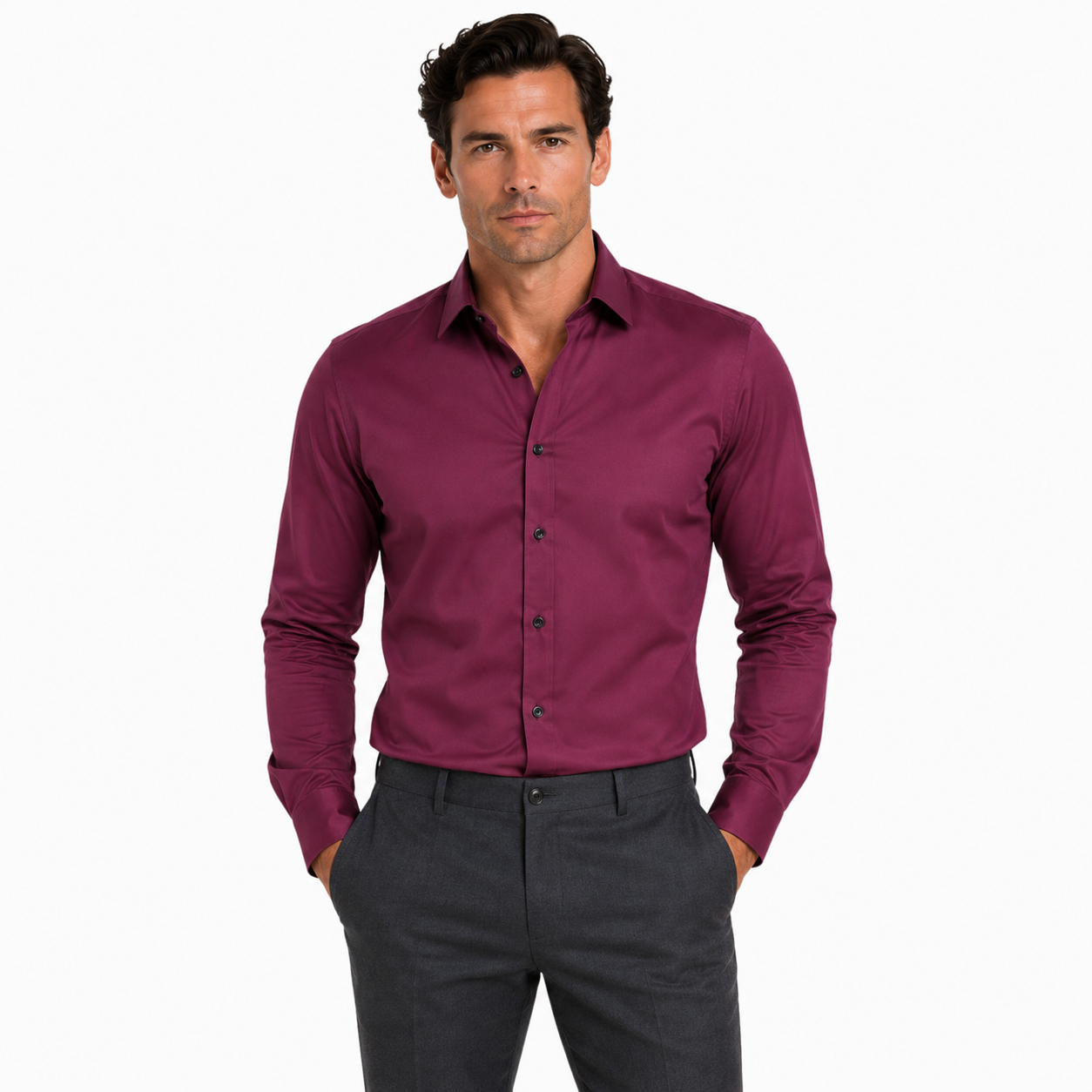 Men's Long Sleeve Smart Casual Button-Down Shirt