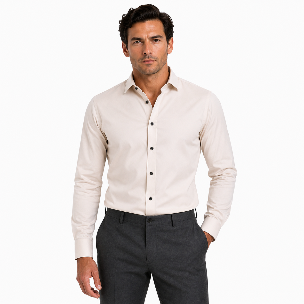 Men's Long Sleeve Smart Casual Button-Down Shirt
