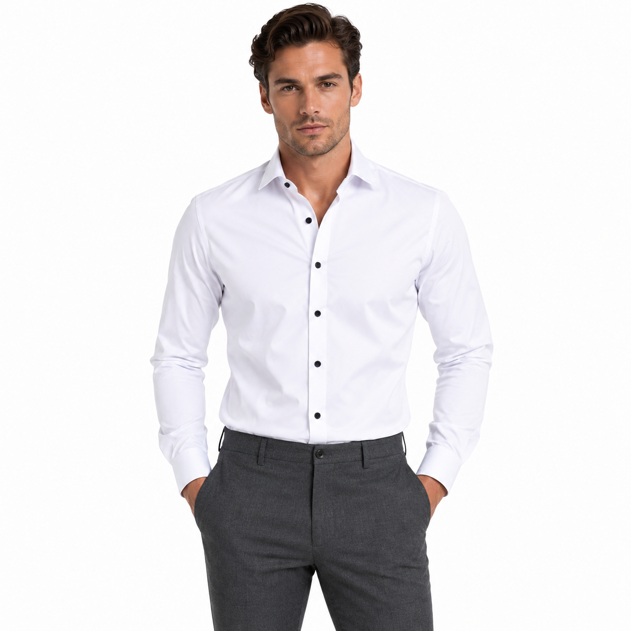 Men's Long Sleeve Smart Casual Button-Down Shirt