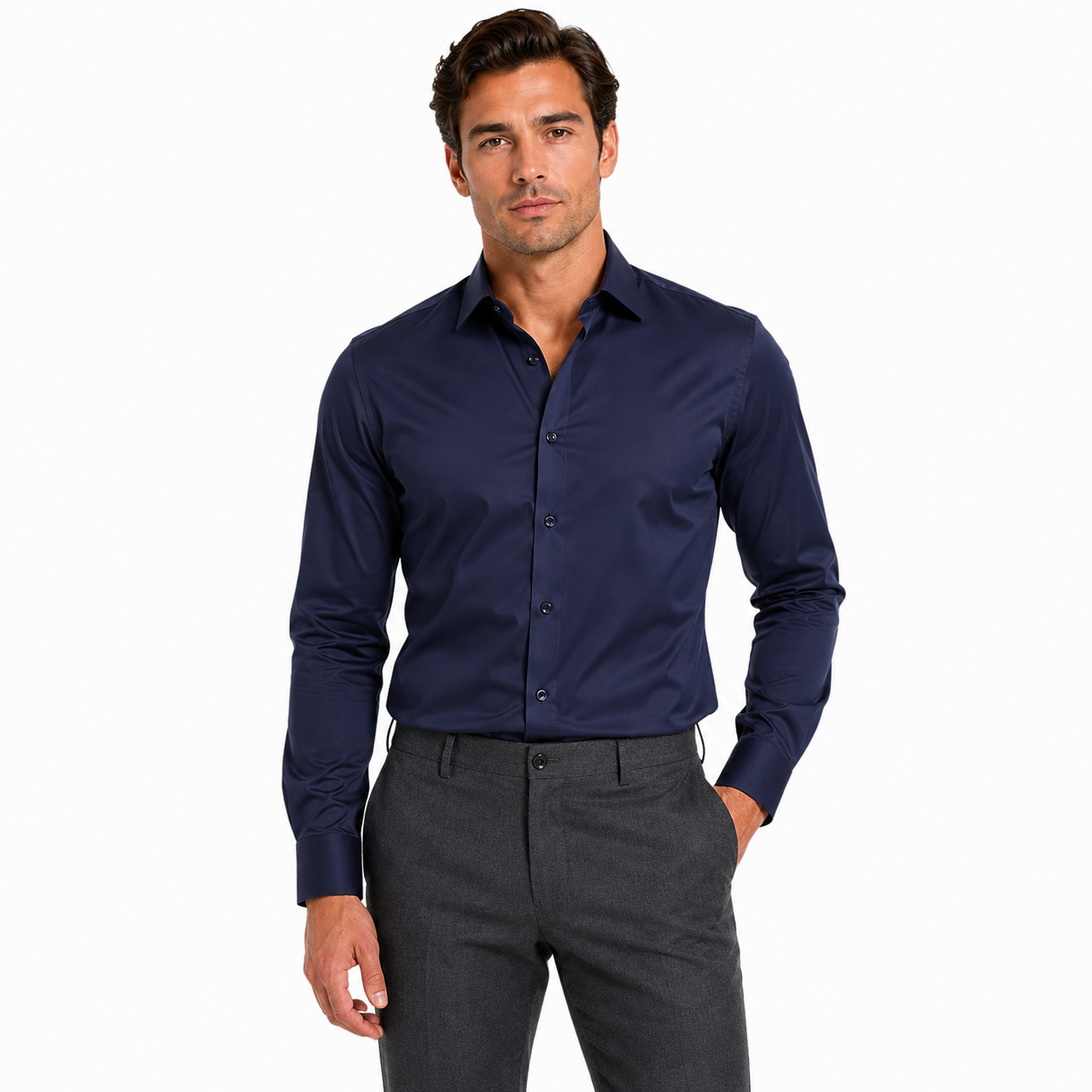 Men's Long Sleeve Smart Casual Button-Down Shirt