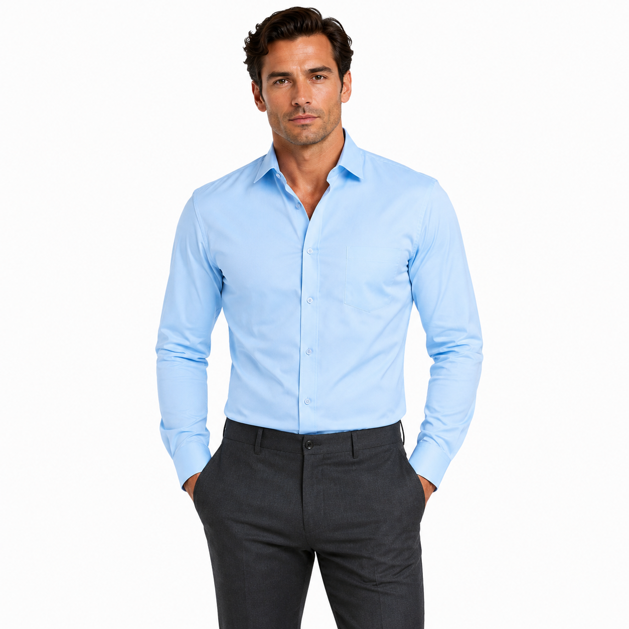 Men's Long Sleeve Smart Casual Button-Down Shirt