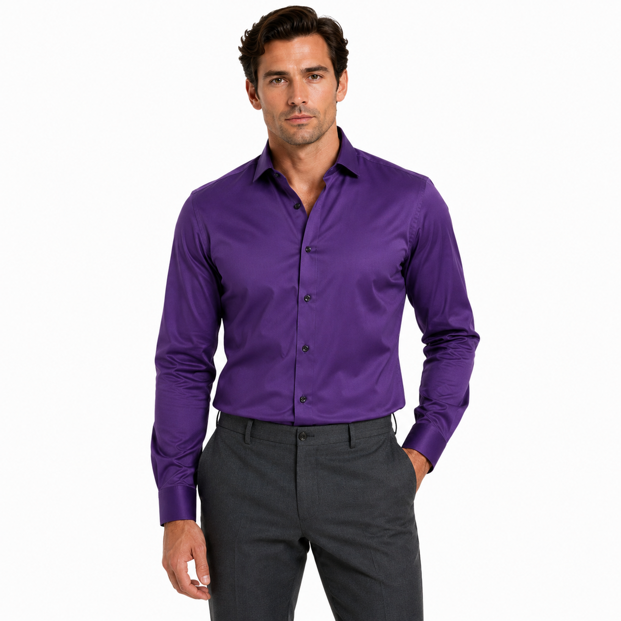 Men's Long Sleeve Smart Casual Button-Down Shirt