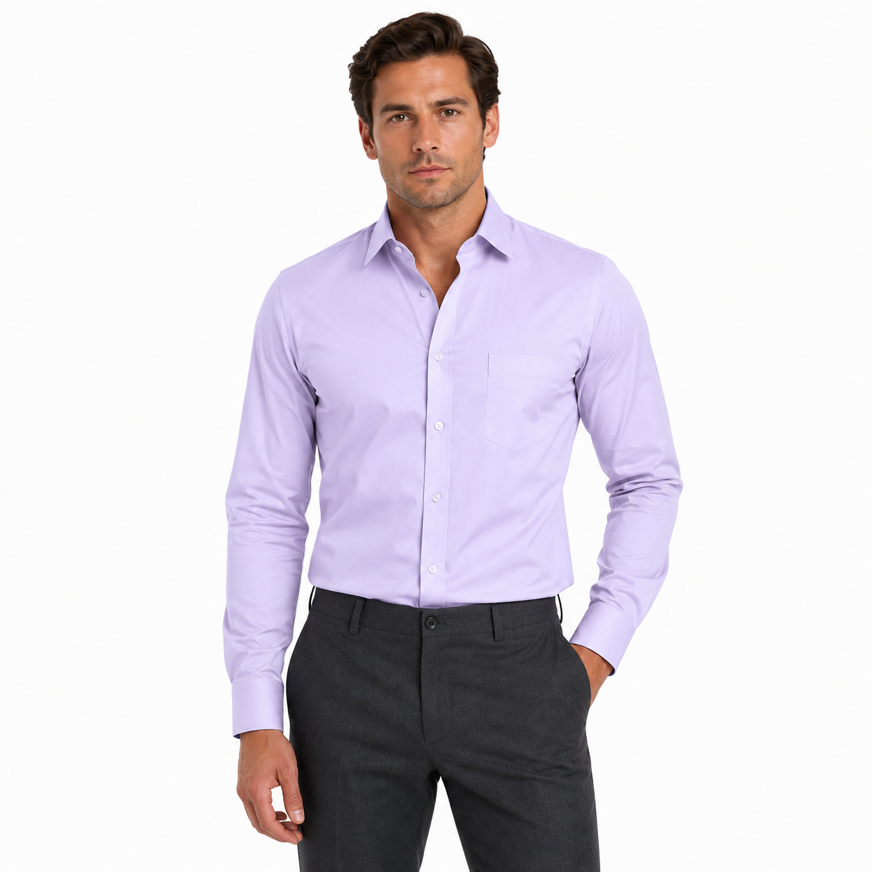 Men's Long Sleeve Smart Casual Button-Down Shirt