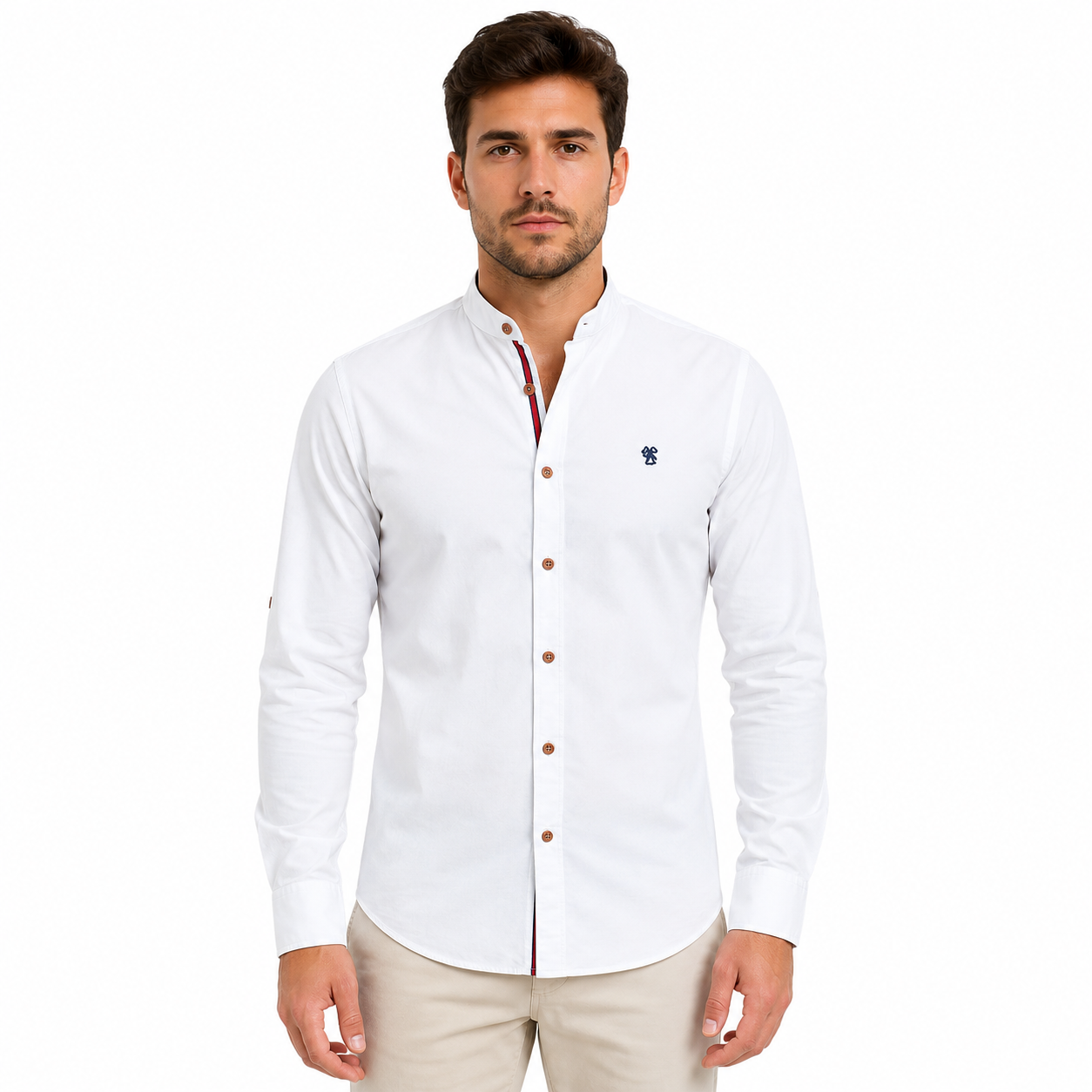 Men's Long Sleeve Stand Collar Casual Shirt