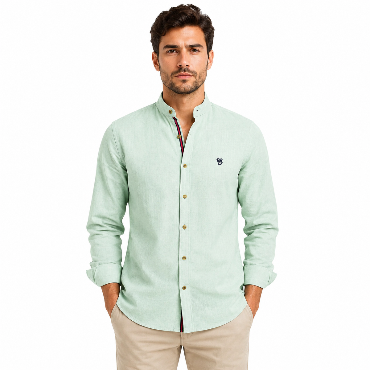 Men's Long Sleeve Stand Collar Casual Shirt