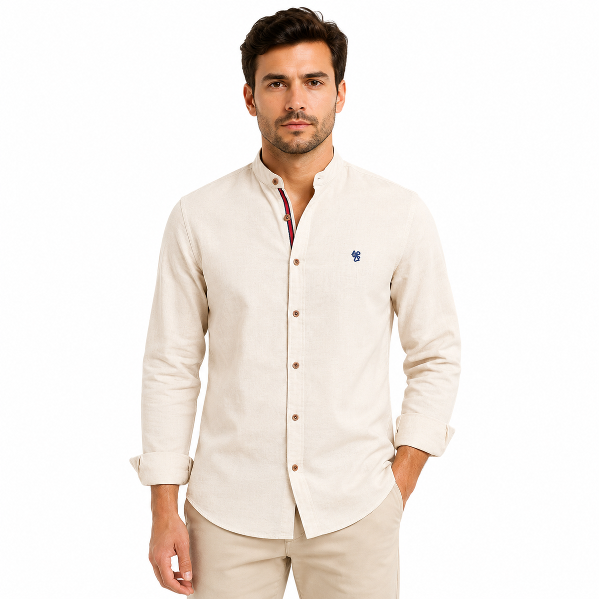 Men's Long Sleeve Stand Collar Casual Shirt