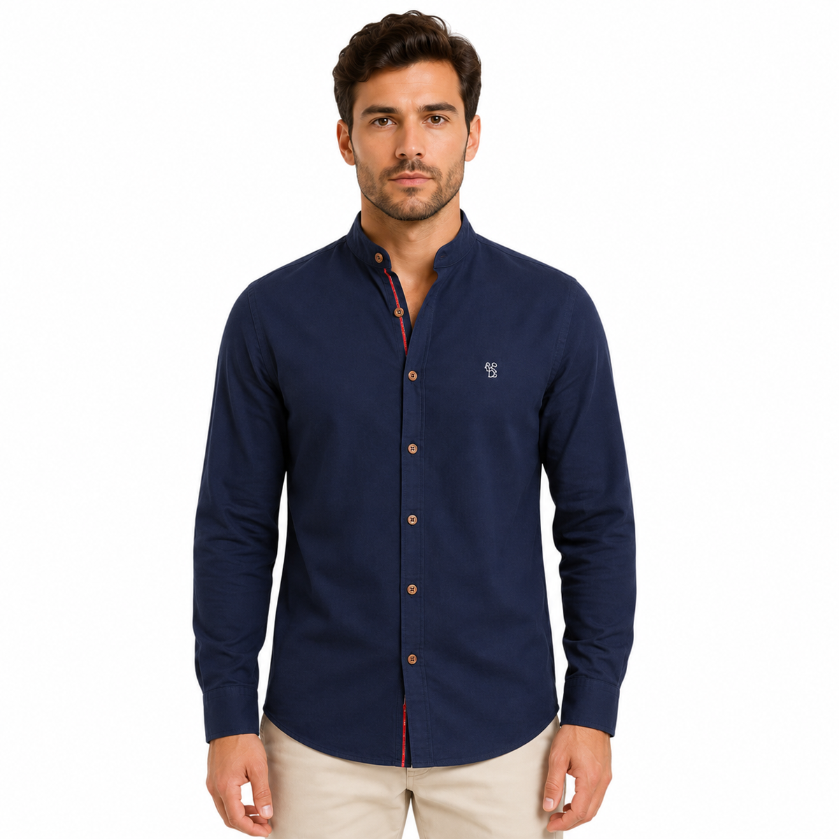 Men's Long Sleeve Stand Collar Casual Shirt