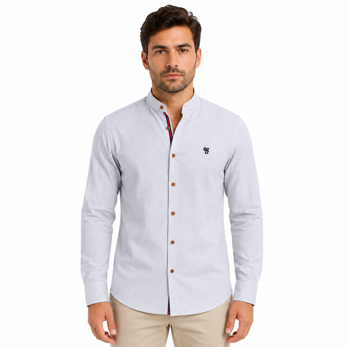 Men's Long Sleeve Stand Collar Casual Shirt