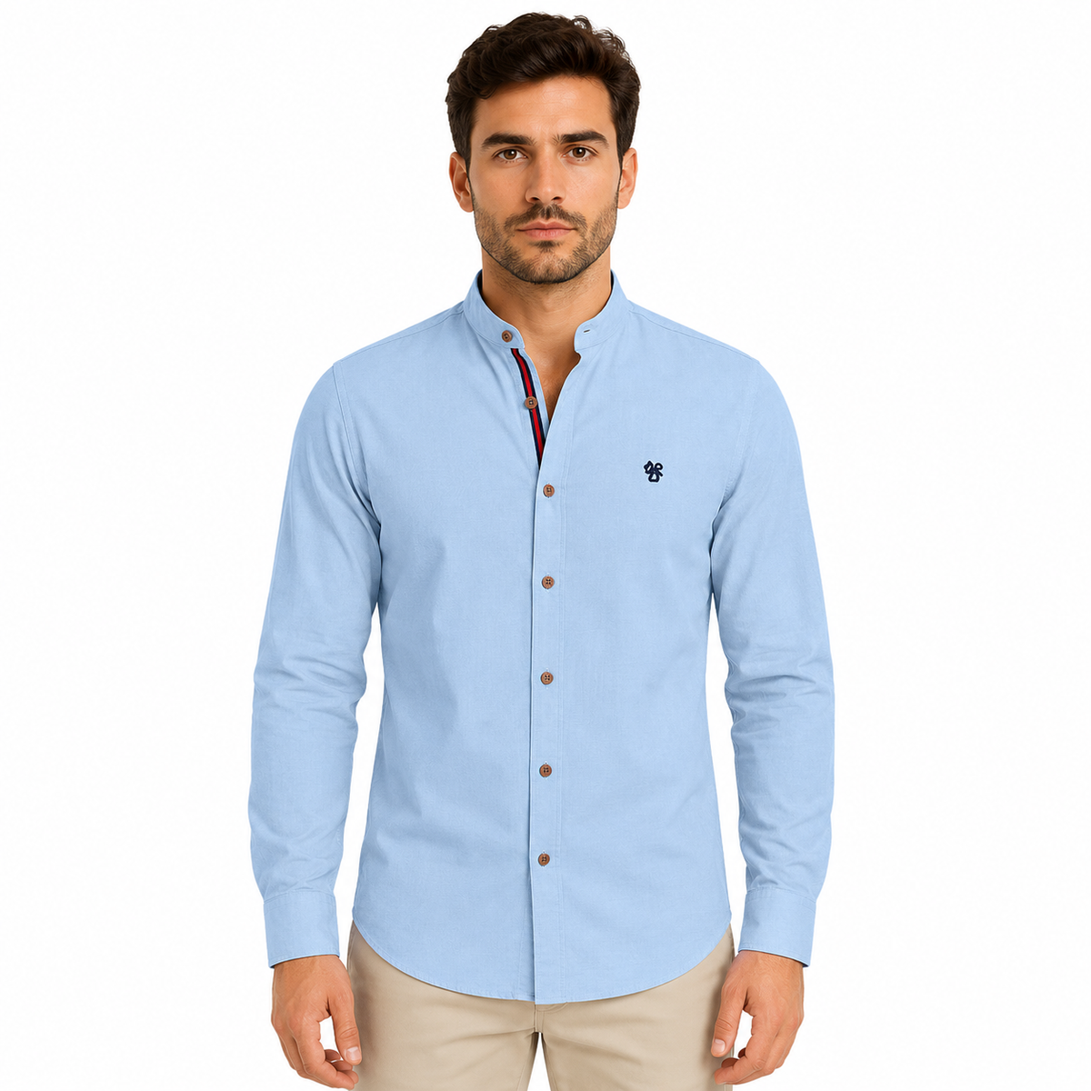 Men's Long Sleeve Stand Collar Casual Shirt